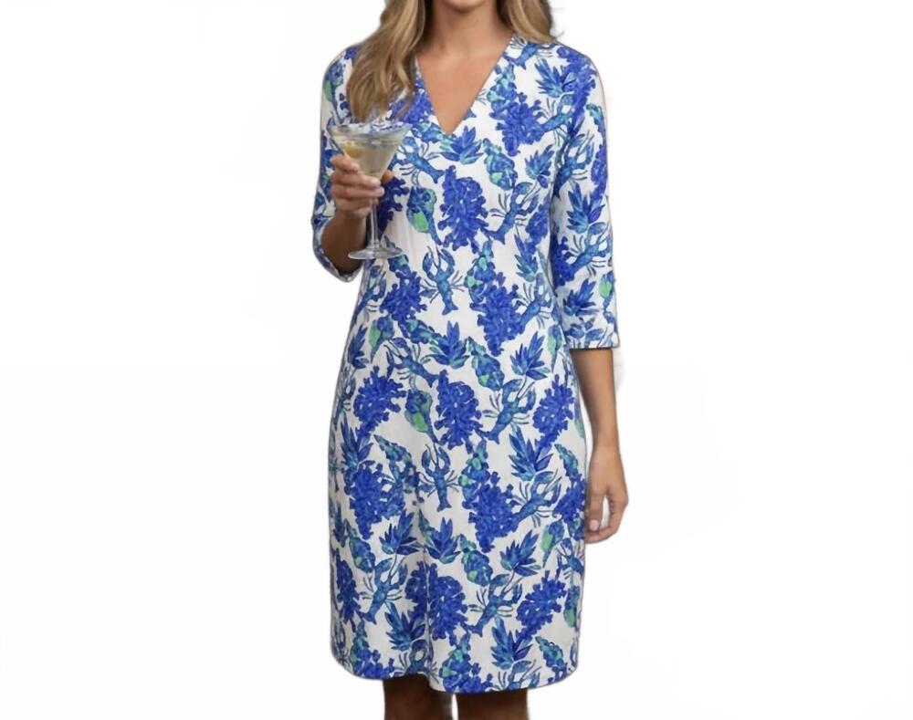 NEW KATHERINE WAY brisbane v neck dress in beyond the sea purple